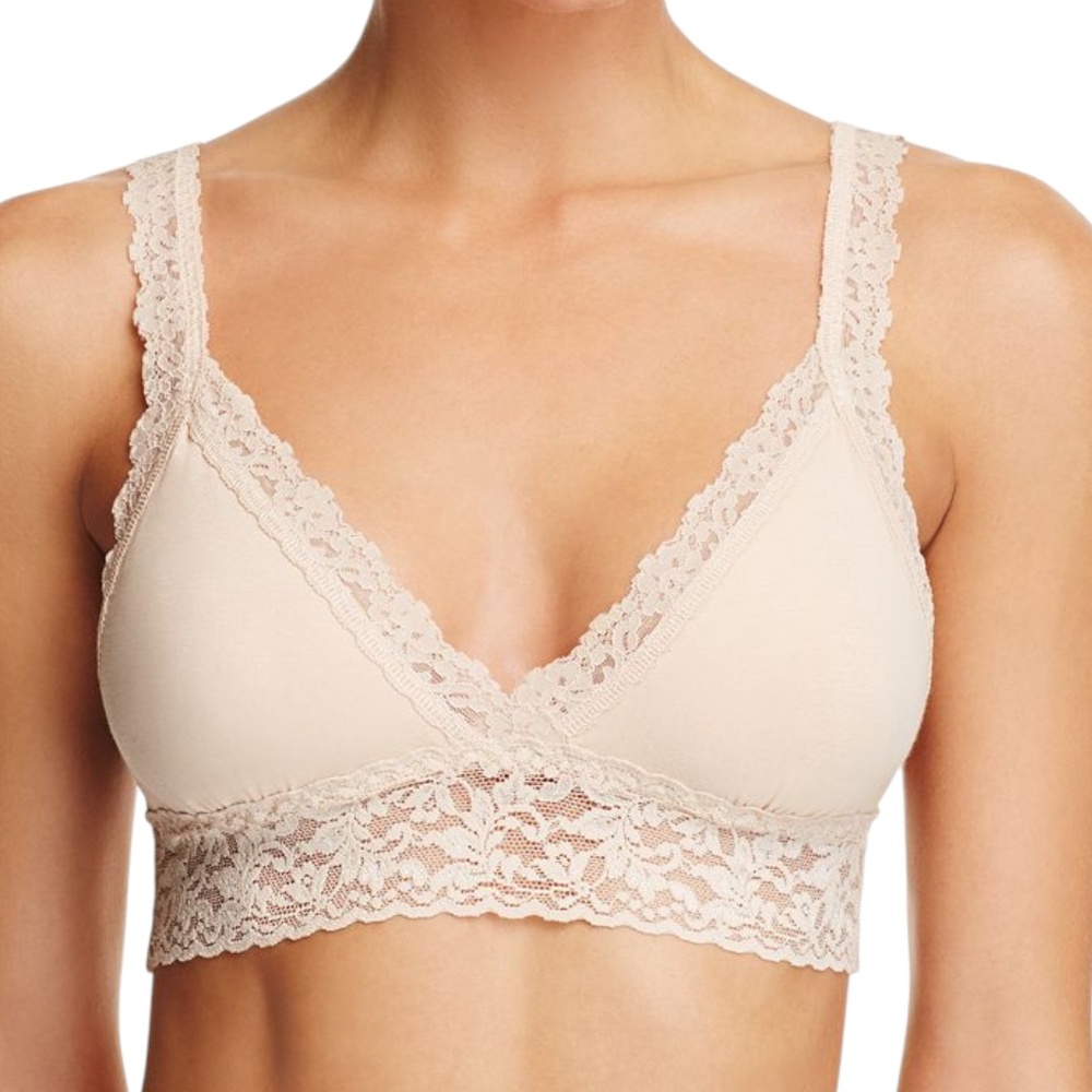 Hanky Panky Suprima Cotton Padded Lace Bralette in Chai $68 NWT size Small